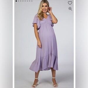 PinkBlush Maternity Lavender Smocked Ruffle Dress